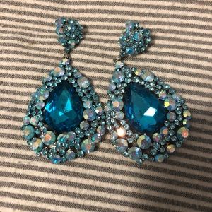 Teal Pageant Earrings